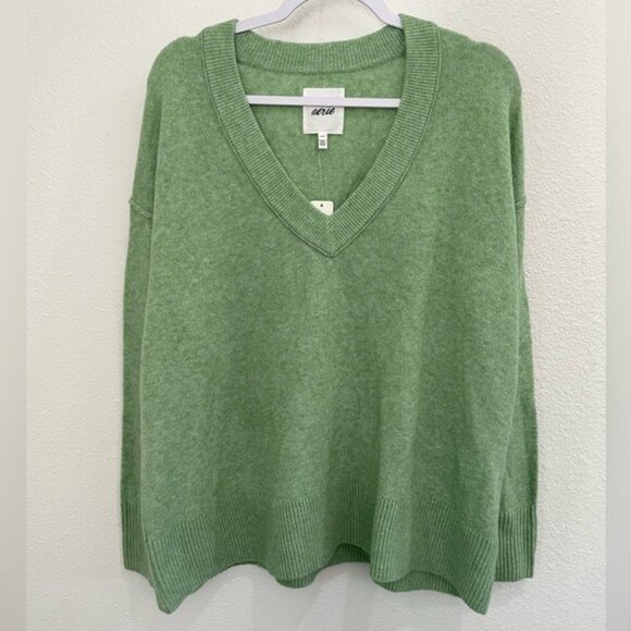 aerie Sweaters - New Aerie Oversized Cozy V-Neck Sweater Lounge Boho Neutral Sustainable